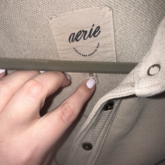 Aerie Neutral Beige Snap Henley Jacket - Picture 3 of 5